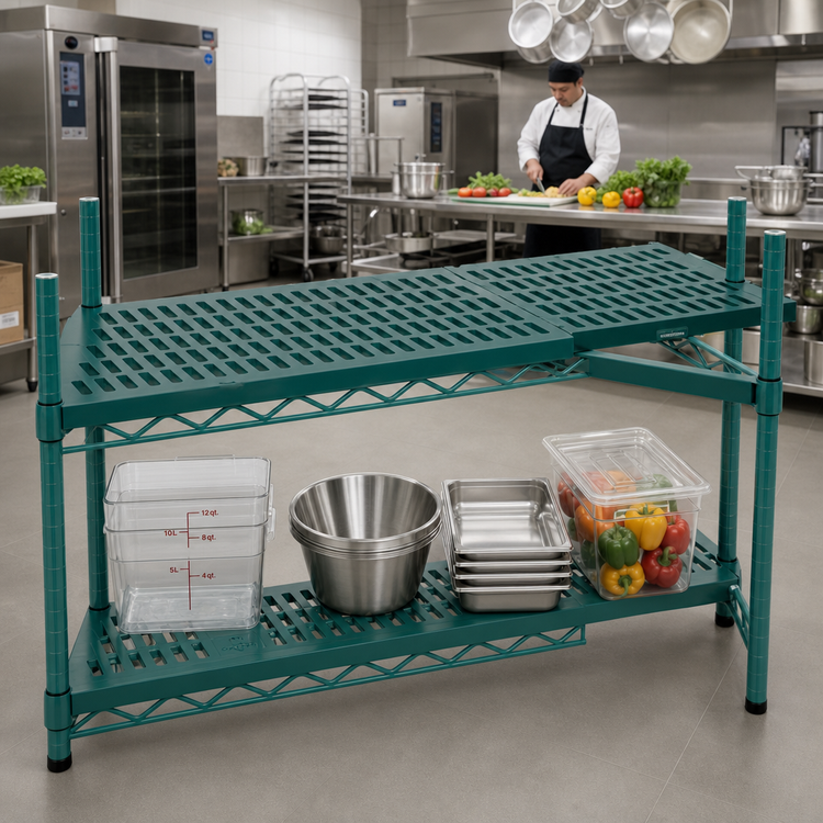 Product image #2 for QuadPlus 72 Inch x 24 Inch Louvered Polymer Shelf Mat with Wire QuadTruss Frame