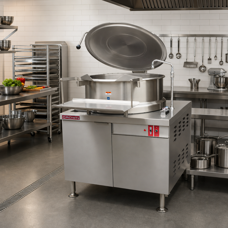 Product image #2 for Crown DMS-30 30 Gallon Direct Steam Stationary Kettle, 2/3 Jacketed