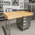 Thumbnail image #2 for Advance Tabco Bakers' Table with 1-3/4 Inch Wood Top, 4 Inch Rear and Side Splash, and 3-Tier Right Drawers