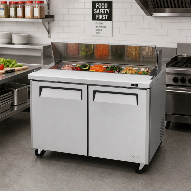 Product image #2 for Turbo Air M3 Series 48.25-Inch Wide Sandwich/Salad Prep Table, 2-Section, 12-Pan, Rear-Mount Self-Contained Refrigeration