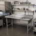 Thumbnail image #2 for 48 x 28 Inch Undercounter Stainless Steel Dish Table with Left Drainboard and Right Pre-Rinse Sink