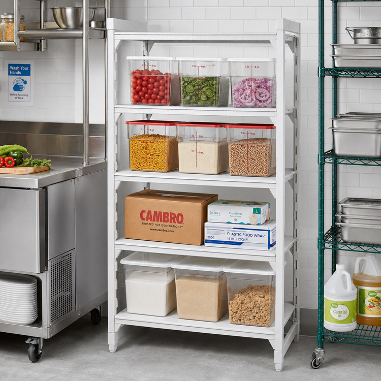 Product image #3 for Cambro Camshelving Premium 4-Shelf Solid Stationary Starter Polymer Shelving Unit, 36 Inch Wide x 21 Inch Deep x 64 Inch High