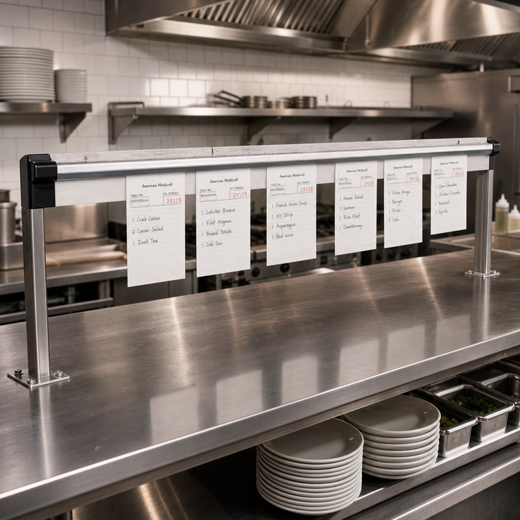 Product image #2 for American Metalcraft 48-Inch Stainless Steel Ticket Rack Check Minder with Marble Groove and Plastic End Caps
