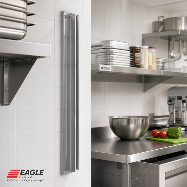 Product image #2 for Eagle Group 48-Inch NSF Stainless Steel Wall-Mounted Standard Upright for Cantilever Shelving