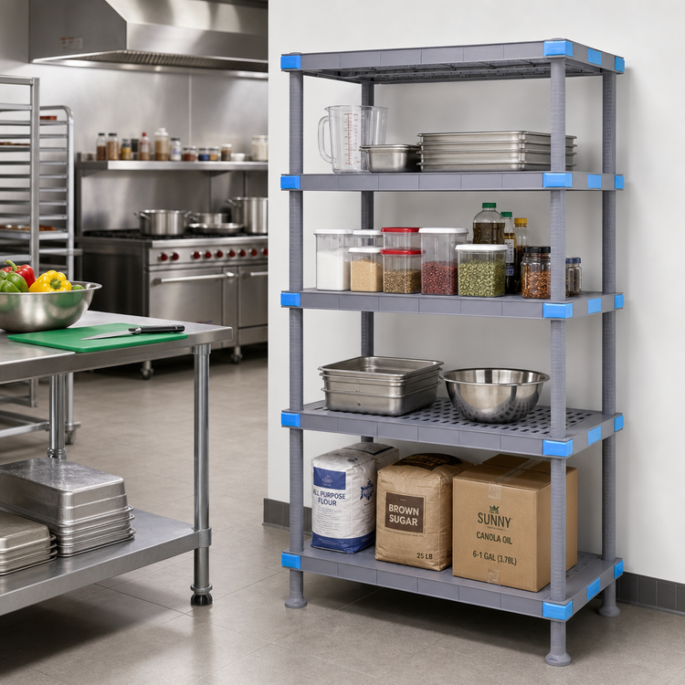 Product image #2 for Quantum Millenia 36 Inch W x 24 Inch D x 74 Inch H Stationary Polymer Shelving Starter Unit with 4 Shelves, Gray