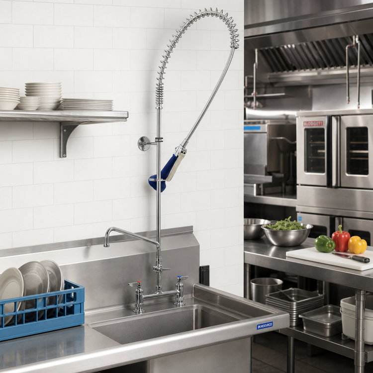 Product image #2 for T&S Brass EasyInstall Deck Mount Pre-Rinse Unit with 12 Inch Swing Spout Add-On Faucet