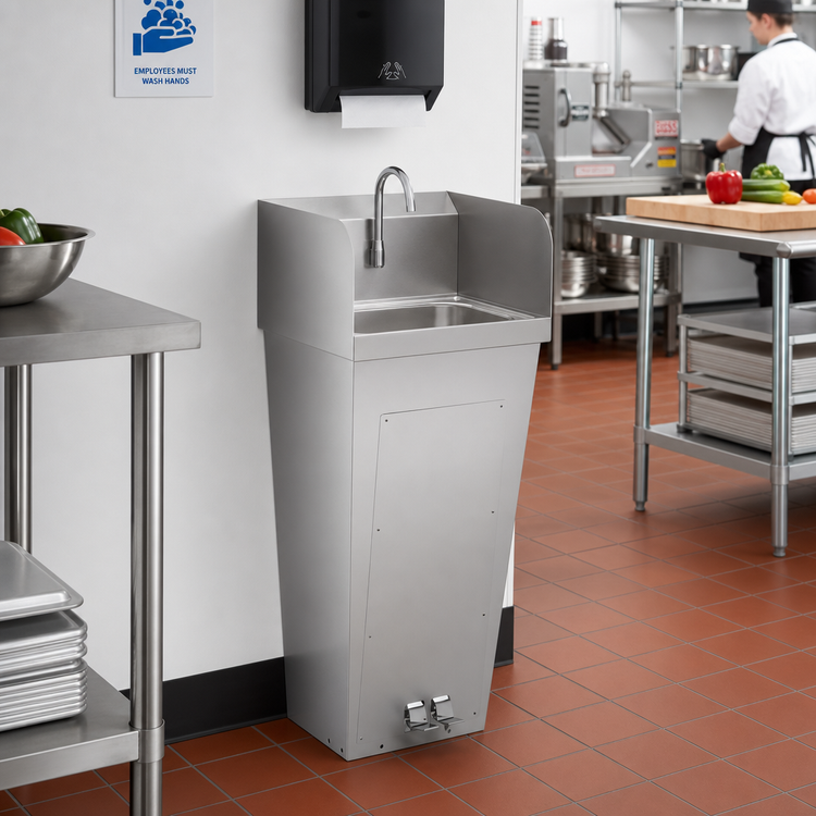 Product image #2 for John Boos Pro-Bowl Floor Mount Hand Wash Sink with Tapered Pedestal, 14 x 10-Inch Bowl