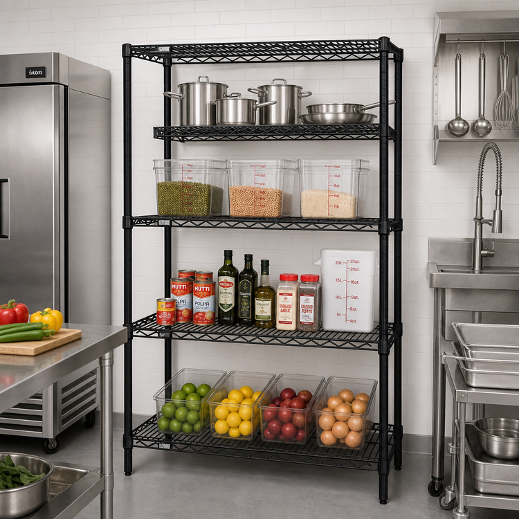 Product image #2 for Quantum WR86-1454BK 54-Inch Wide x 86-Inch High Black Epoxy Antimicrobial Wire Shelving Starter Kit