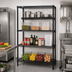 Thumbnail image #2 for Quantum WR86-1454BK 54-Inch Wide x 86-Inch High Black Epoxy Antimicrobial Wire Shelving Starter Kit
