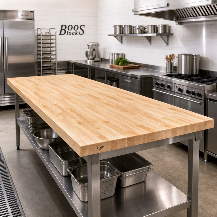Product image #2 for John Boos Boos Block 108-Inch x 32-Inch Northern Hard Rock Maple Kitchen Countertop, Blended Edge Grain, 1-1/2-Inch Thick, Oil Finish