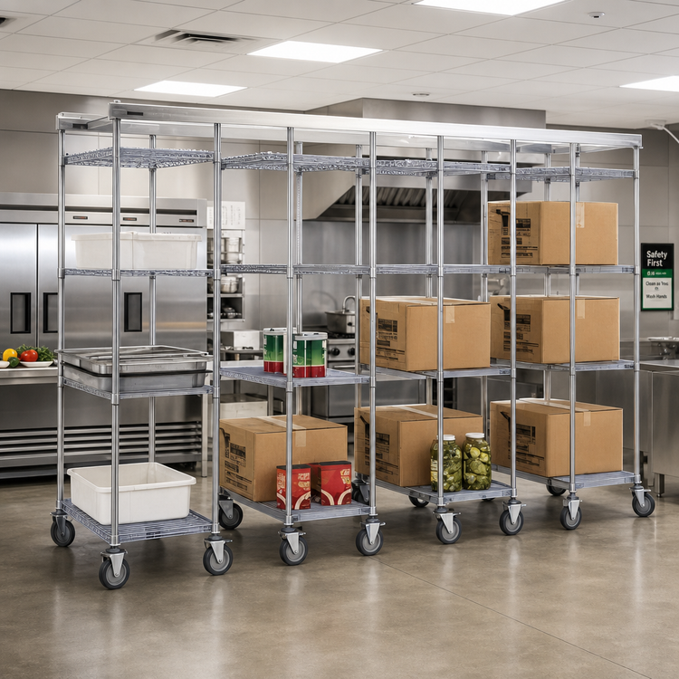 Product image #2 for Eagle Group Master Trak Overhead Track Mobile Unit Kit for 21-Inch Shelves with 74-Inch Posts, Chrome Finish
