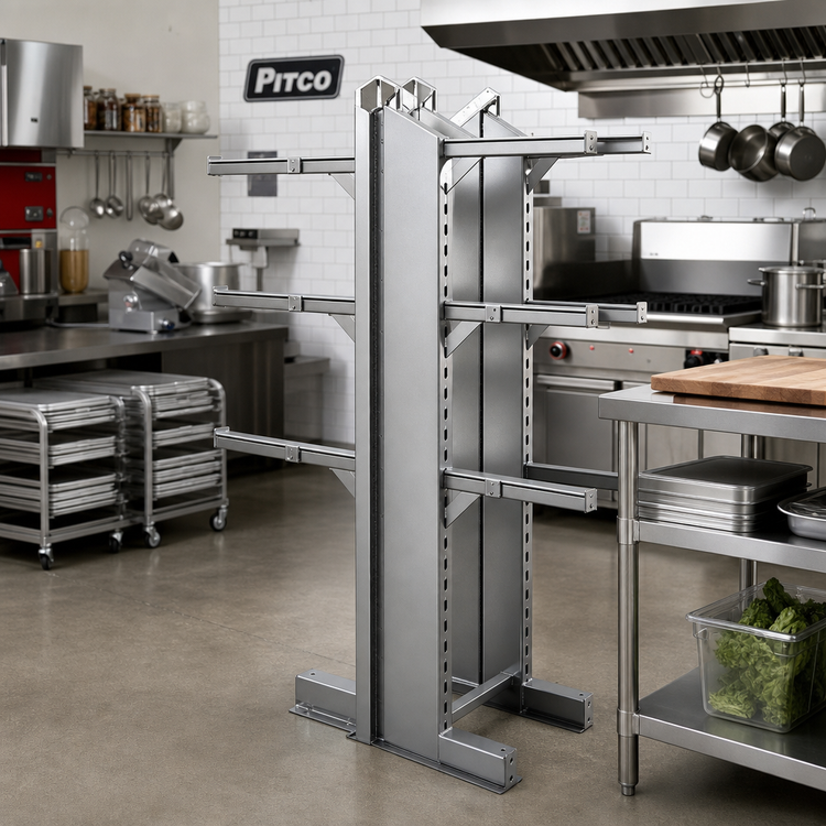 Product image #2 for Heavy Duty Back-to-Back Upright Assembly for Cantilevered Shelving, 96 Inch High