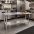 Thumbnail image #2 for Sapphire 60-Inch x 24-Inch Flat Top Stainless Steel Work Table with Undershelf and Beveled Square Edge