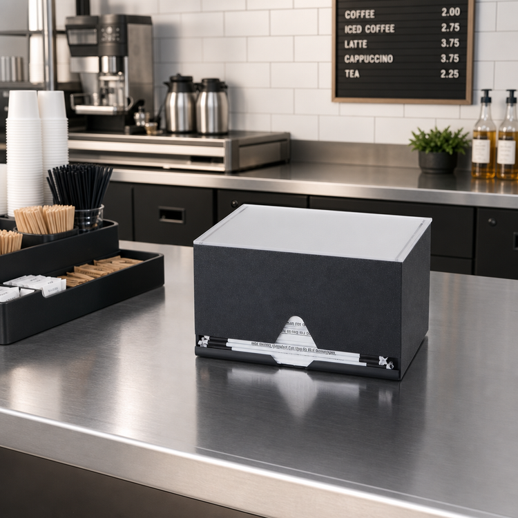 Product image #2 for Black Countertop Single-Sided Wrapped Straw Dispenser with Translucent Cover