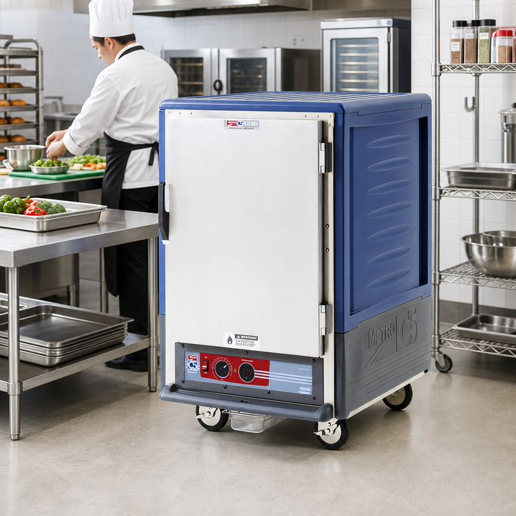 Product image #2 for Metro C5 3 Series Heated Holding Cabinet, Half Height, 1 Section, Blue Insulation Armour, Solid Door, 8 Full-Size Sheet Pan Capacity