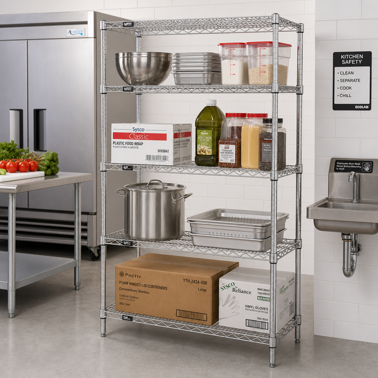 Product image #2 for Quantum 60 Inch x 21 Inch x 63 Inch Chrome Wire Shelving Starter Kit