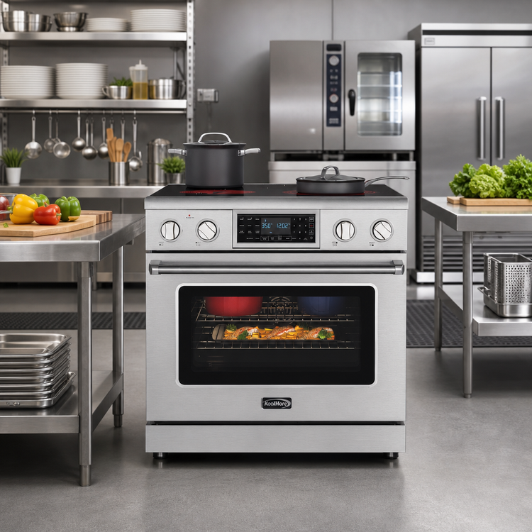 Product image #2 for KoolMore 36-Inch Professional Freestanding Electric Range with Tilt Panel, Digital Controls, and Self-Cleaning Oven, Stainless Steel