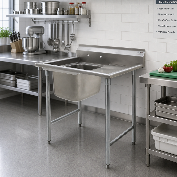 Product image #2 for Eagle Group Commercial 1-Compartment Stainless Steel Sink with Right-Hand Drainboard