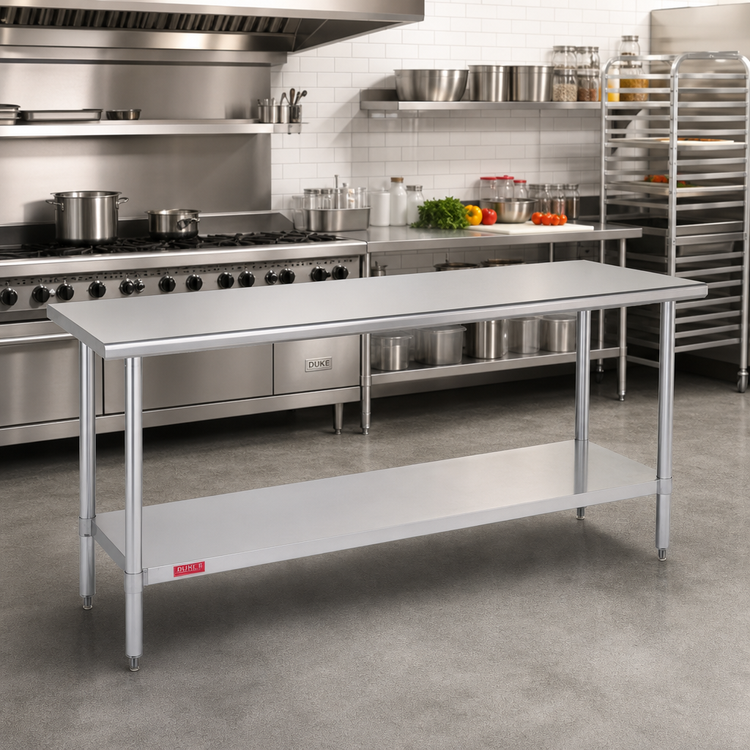Product image #2 for Duke Manufacturing Stainless Steel Work Table with Undershelf, 120 x 24 Inches, 36 Inches High
