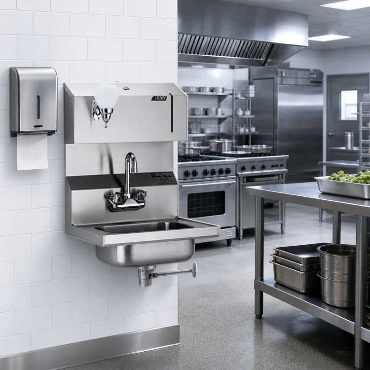 Product image #2 for Wall-Mount Hand Sink with Faucet, Towel & Soap Dispensers, 14 x 10 x 5-Inch Bowl, 304 Stainless Steel