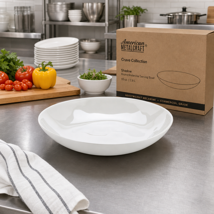 Product image #2 for American Metalcraft Crave Collection Shadow 95 oz. Round Melamine Serving Bowl