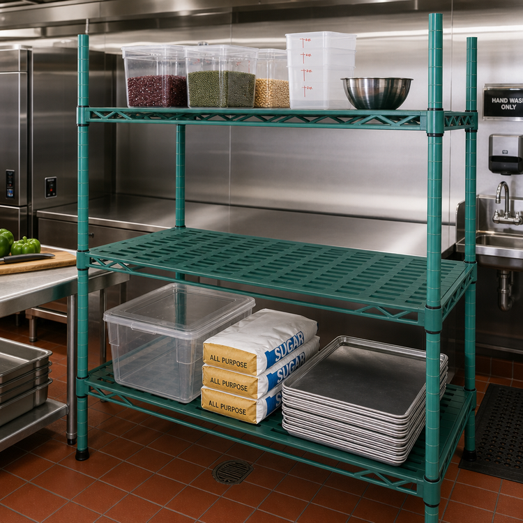 Product image #2 for QuadPlus Solid Polymer Shelf Mat with MICROGARD Antimicrobial Protection, 72 x 18 Inches, Green