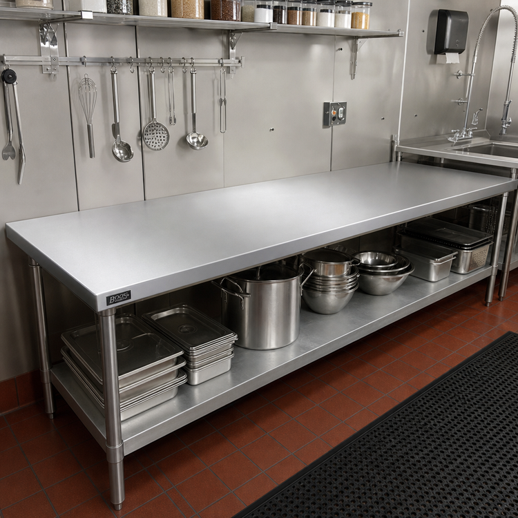 Product image #2 for John Boos Stainless Steel Countertop, 144 x 27 x 1-1/2 Inch, Flat, No Backsplash