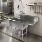 Thumbnail image #2 for John Boos Pro-Bowl 2PB1620-1D24R 2-Compartment 16-Gauge Stainless Steel Sink with 24-Inch Right Drainboard and 10-Inch Boxed Backsplash