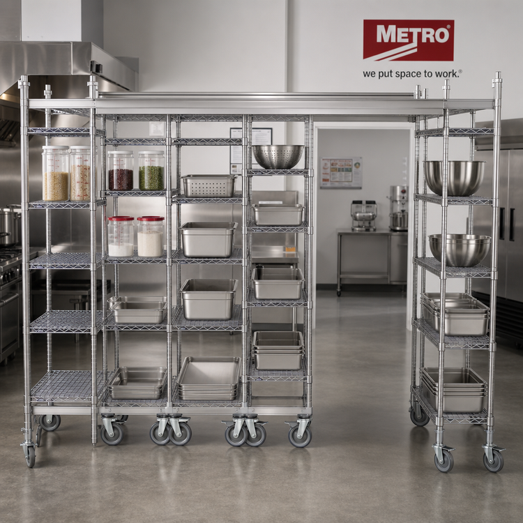 Product image #2 for Metro TOP-TRACK Super Erecta and Super Adjustable 24-Inch Stationary Intermediate Unit Kit with 86-Inch Stainless Steel Posts