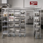 Thumbnail image #2 for Metro TOP-TRACK TTA24S Stationary Intermediate Unit Kit, 24-Inch Wide, 86-Inch Stainless Steel Posts, Dual-Sided Track Hardware
