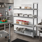 Thumbnail image #2 for Cambro Camshelving® Elements EXA214884VS4480 4-Shelf Stationary Add-On Polymer Shelving Unit, 21"D x 48"W x 84"H, 3 Vented/1 Solid, Gray