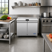 Atosa 36-Inch Two-Section Undercounter Reach-In Refrigerator with Solid Doors, 8.6 Cu. Ft.