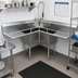 Thumbnail image #2 for Corner 3-Compartment Pot Sink with Dual Drainboards and 18 x 18 x 14-Inch Bowls