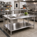 Thumbnail image #2 for Advance Tabco 108 x 48 Inch 14 Gauge 304 Stainless Steel Work Table with Open Base and Crossrails