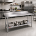 Thumbnail image #2 for Duke Deluxe Stainless Steel Work Table with 5-Inch Riser and Stainless Undershelf, 108 x 36 Inches