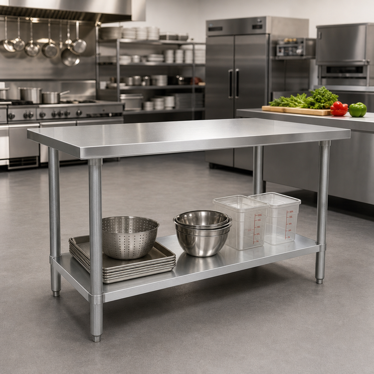 Product image #2 for Elite Series 48 x 30-Inch 430 Stainless Steel Work Table with Galvanized Undershelf