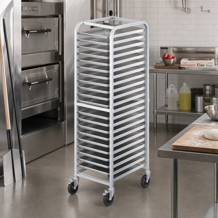 Product image #2 for Winco Mobile Aluminum Pizza Pan Rack, 26-Tier, 23 x 21 x 62-7/8 Inches