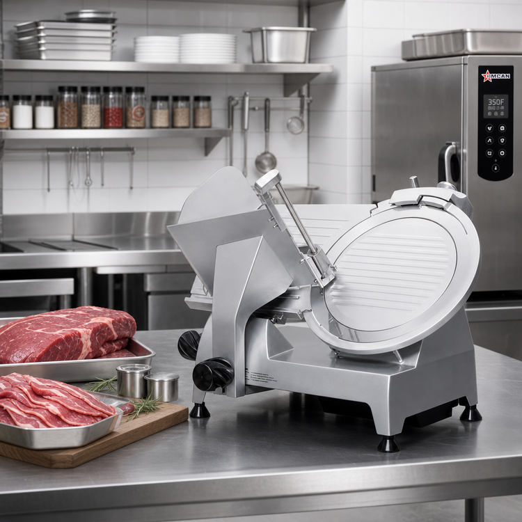 Product image #2 for Omcan 8-Inch Electric Manual Feed Belt-Driven Meat Slicer