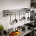 Thumbnail image #2 for 72-Inch Wall-Mounted Stainless Steel Pot Rack Wall Shelf with 6 Hooks