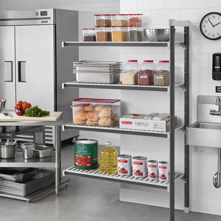 Product image #2 for Cambro Camshelving Elements XTRA 4-Shelf Vented Stationary Add-On Shelving Unit, 21 x 36 x 64 Inches, Speckled Gray