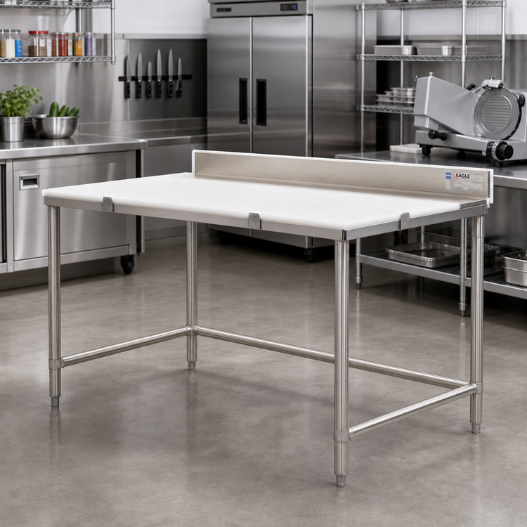 Product image #2 for Eagle Group 120-Inch Poly Top Boning Table with Stainless Steel Base and 4-Inch Backsplash