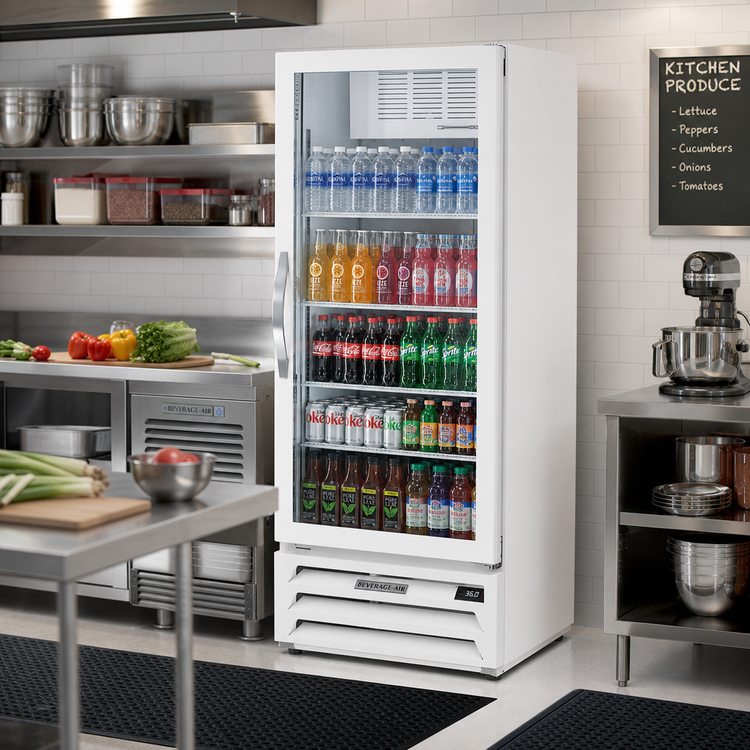 Product image #2 for Beverage-Air MarketMax 1-Section White Glass Door Merchandiser Refrigerator, 12.06 Cu. Ft., Bottom-Mount