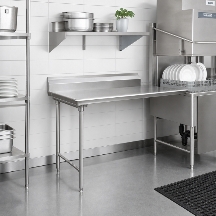 Product image #2 for Eagle Group 30 x 30 Inch Straight Clean Dishtable, Left-to-Right, 16/430 Stainless Steel Top, 8-Inch Backsplash