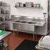 Thumbnail image #2 for BK Resources 3-Compartment Stainless Steel Sink with Left and Right Drainboards, 96 Inch Wide