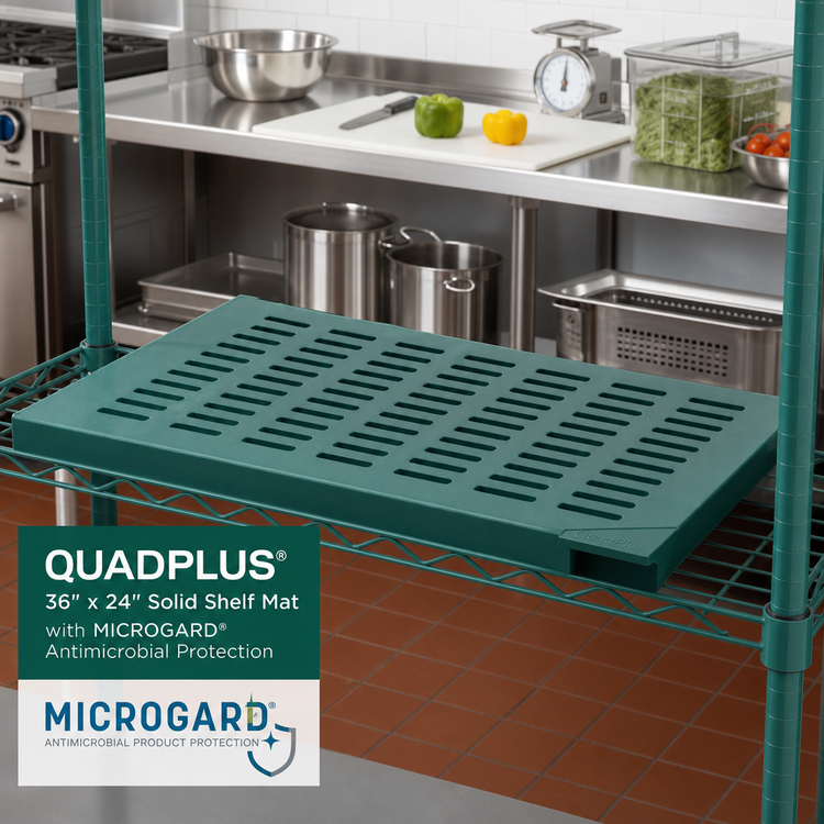 Product image #2 for QuadPlus 36 Inch x 24 Inch Solid Green Polymer Shelf Mat with MICROGARD Antimicrobial Protection