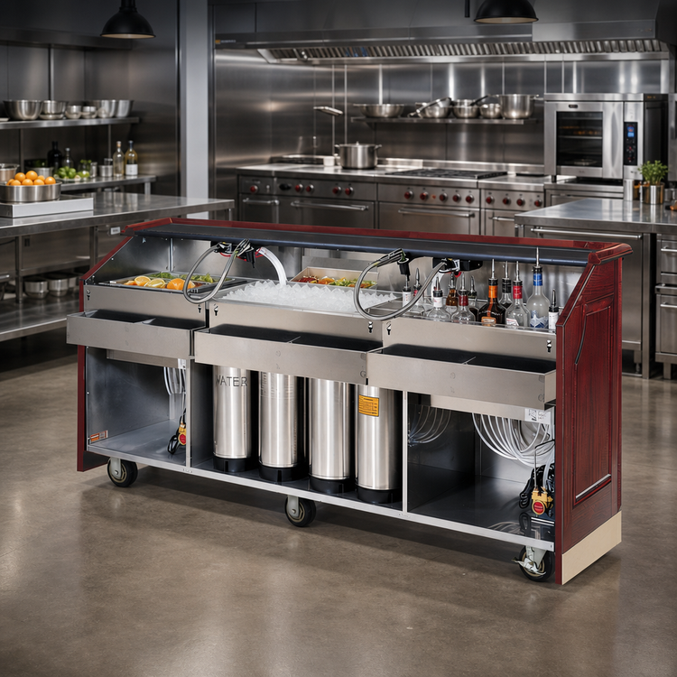 Product image #2 for Architectural Series Mahogany Wood Portable Bar with 50 lb Ice Bin and Sealed-In Cold Plate