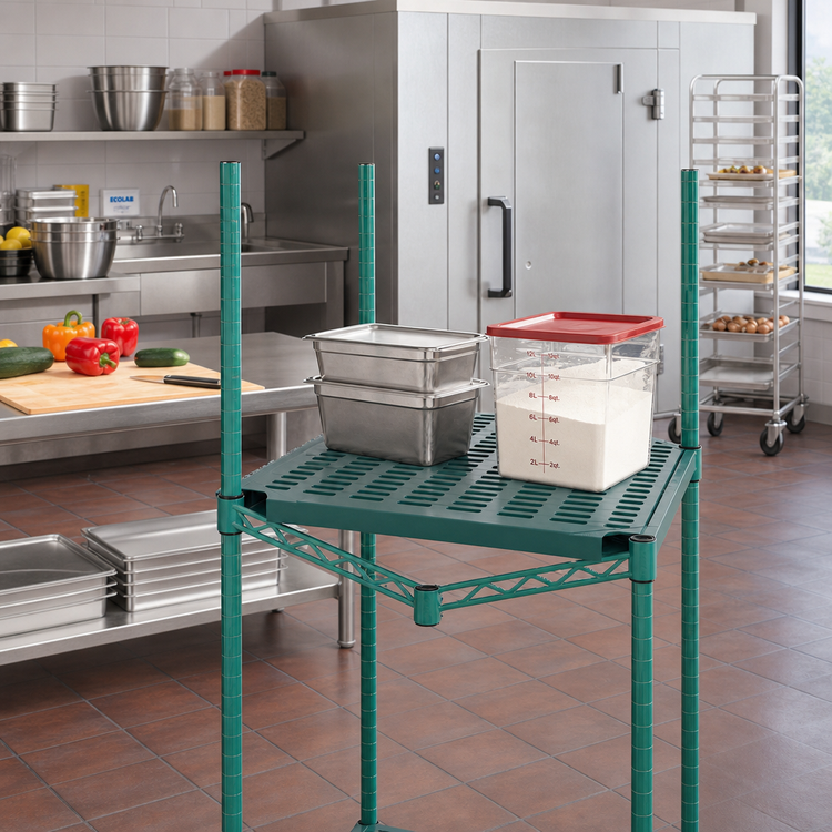 Product image #2 for QuadPlus 24 Inch x 24 Inch Louvered Green Polymer Shelf Mat with Quad-Adjust Frame