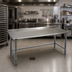 Thumbnail image #2 for Spec-Master 84-Inch x 36-Inch 14-Gauge 300-Series Stainless Steel Work Table with 1-1/2-Inch Rear Upturn and Galvanized Open Base