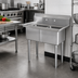 Thumbnail image #2 for Omcan 2-Compartment Pot Sink with 21 x 18 x 14-Inch Bowls, 304 Stainless Steel, No Drainboard