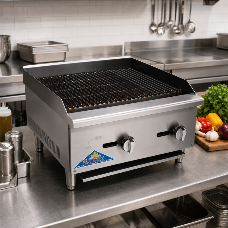 Product image #2 for Comstock-Castle CCELB24 24-Inch Countertop Lava Rock Gas Char-Broiler with 24 x 18-Inch Cooking Surface